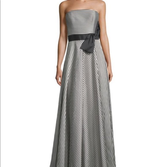 Halston | Strapless Striped Faille Gown - Picture 7 of 8